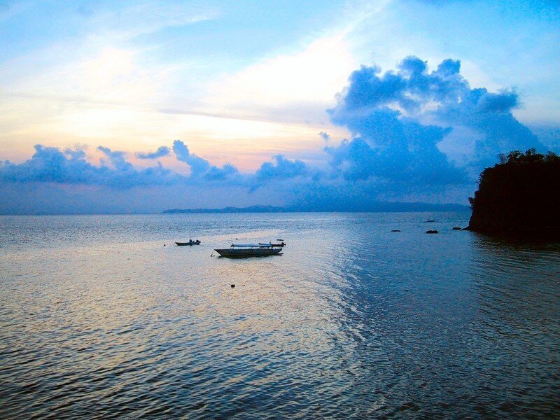 Boats on Calm Water — Blue
