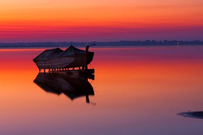 Boats on Calm Water — Orange