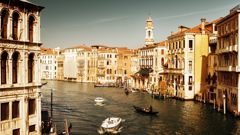 Boats on Canal in Venice