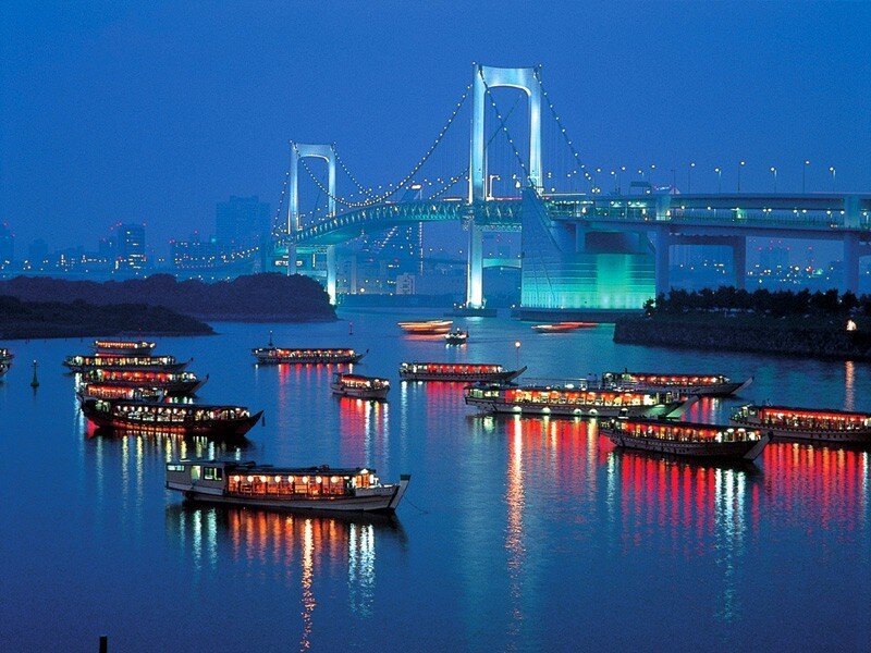 Boats on River at Night