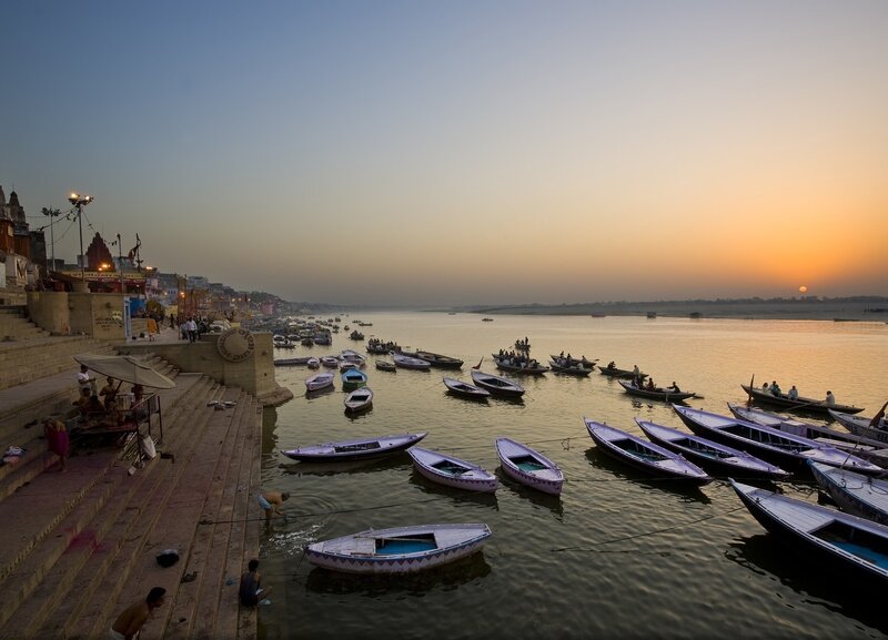Boats on River at Sunset