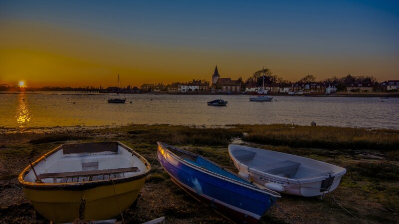 Boats on Riverbank — Yellow