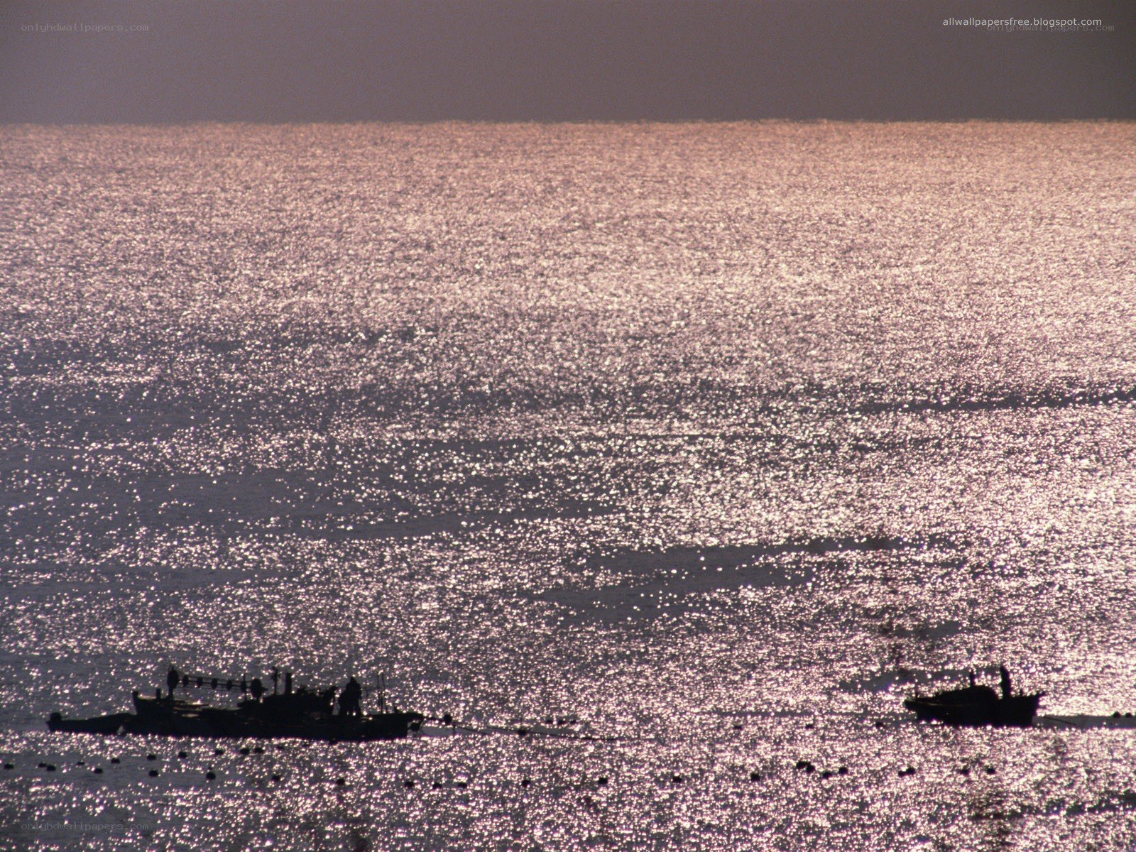 Boats on shimmering water