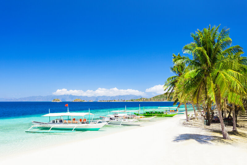 Boats on Tropical Beach — Blue, Serene
