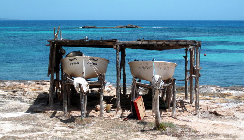 Boats under Wooden Shelter