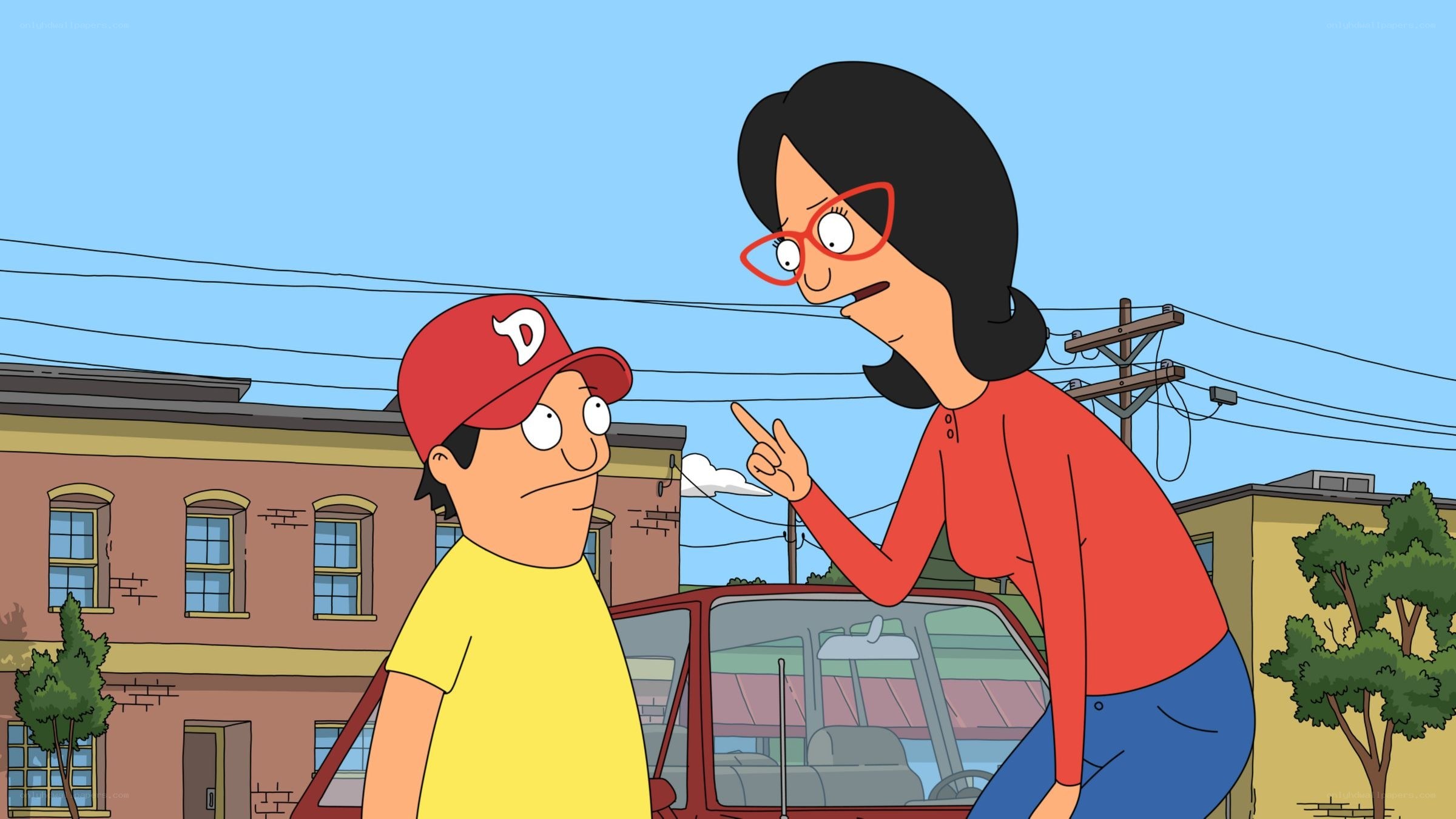 Bob and Linda talking outside