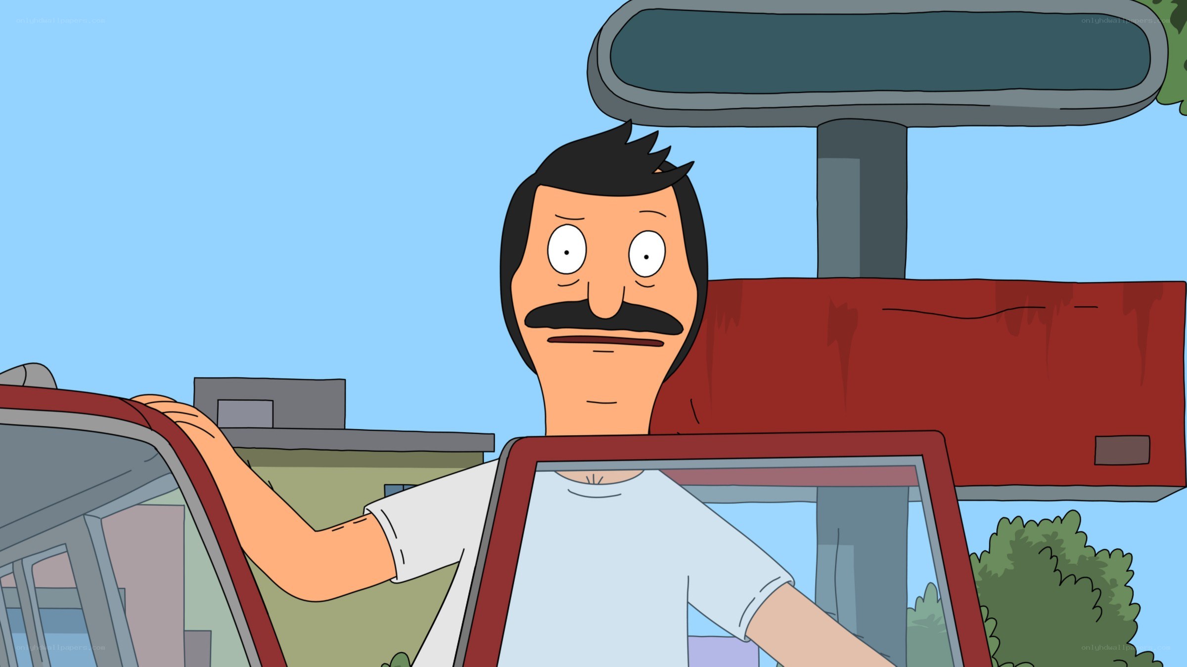 Bob Belcher in a car