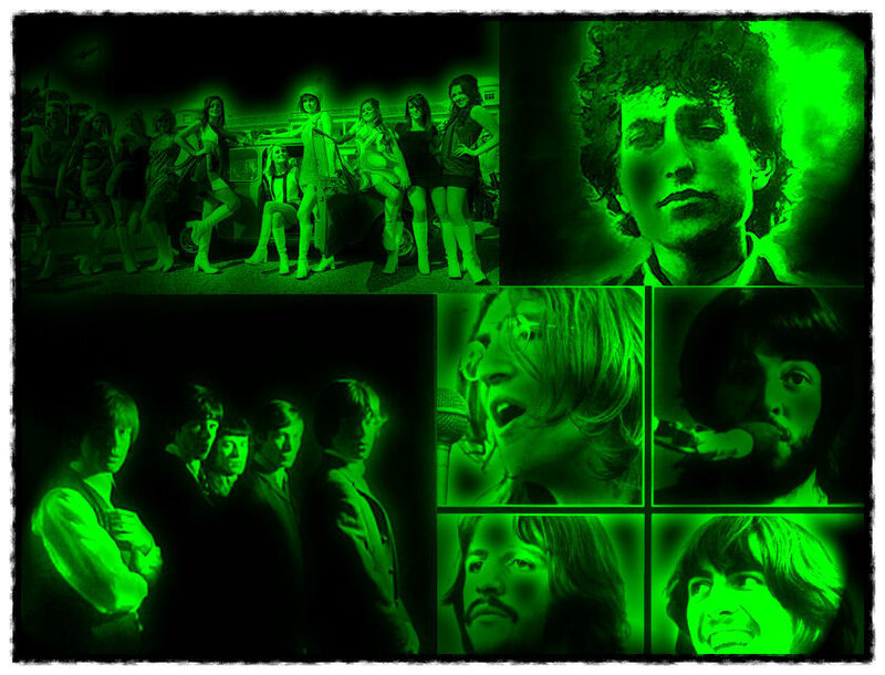 Bob Dylan and Beatles collage