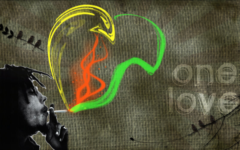 Bob Marley art with smoke