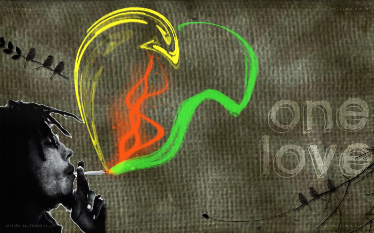 Bob Marley art with smoke