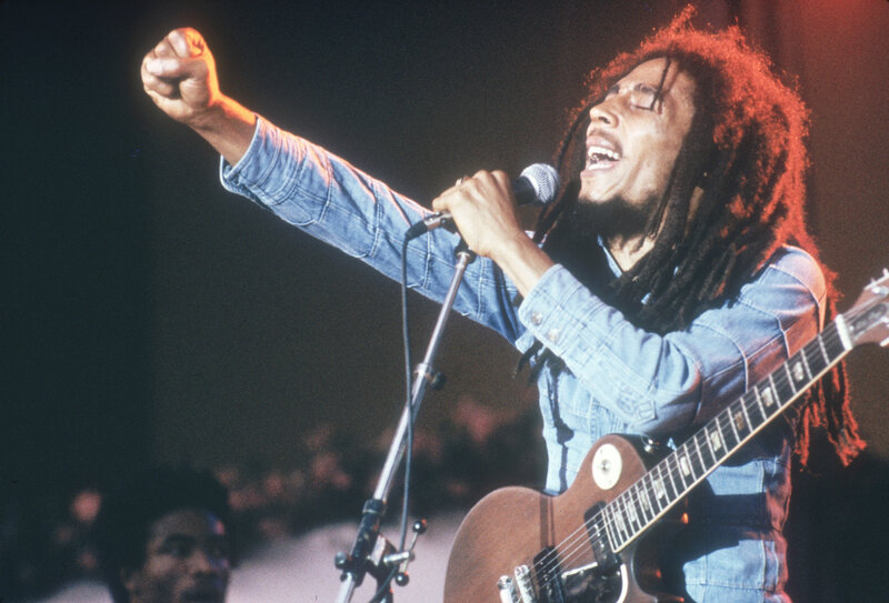 Bob Marley performing on stage