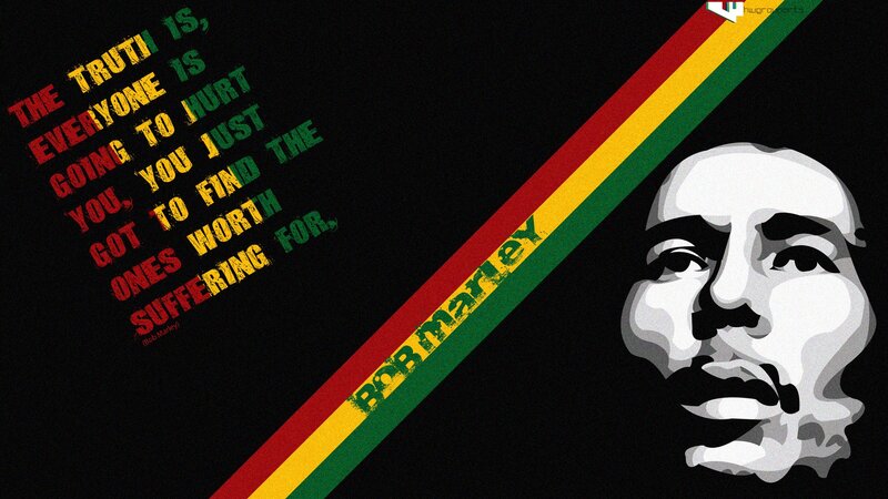 Bob Marley Portrait — Black, Serious, Illustration