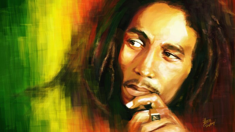 Bob Marley Portrait — Green, Contemplative