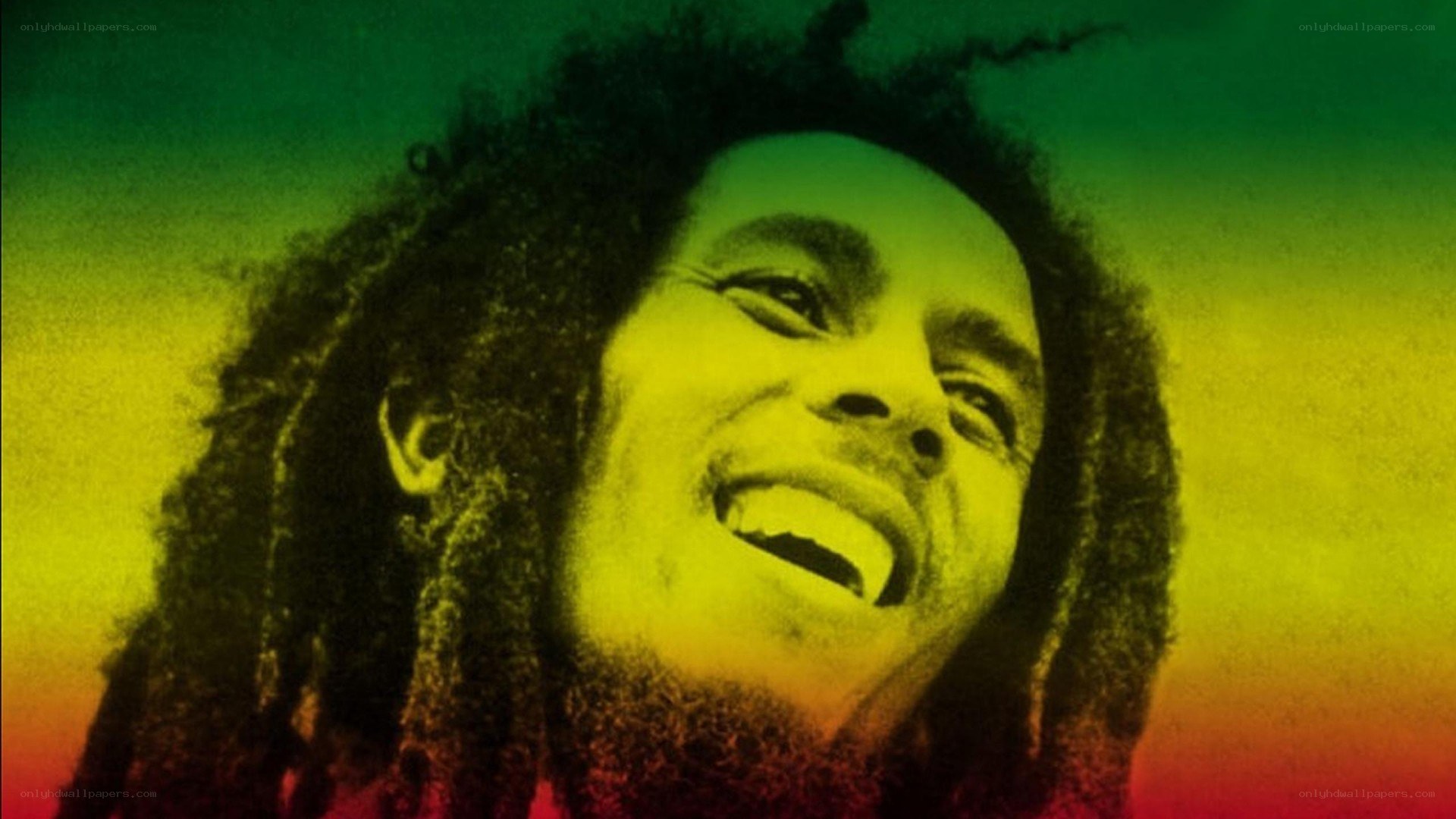 Bob Marley portrait with Rasta colors