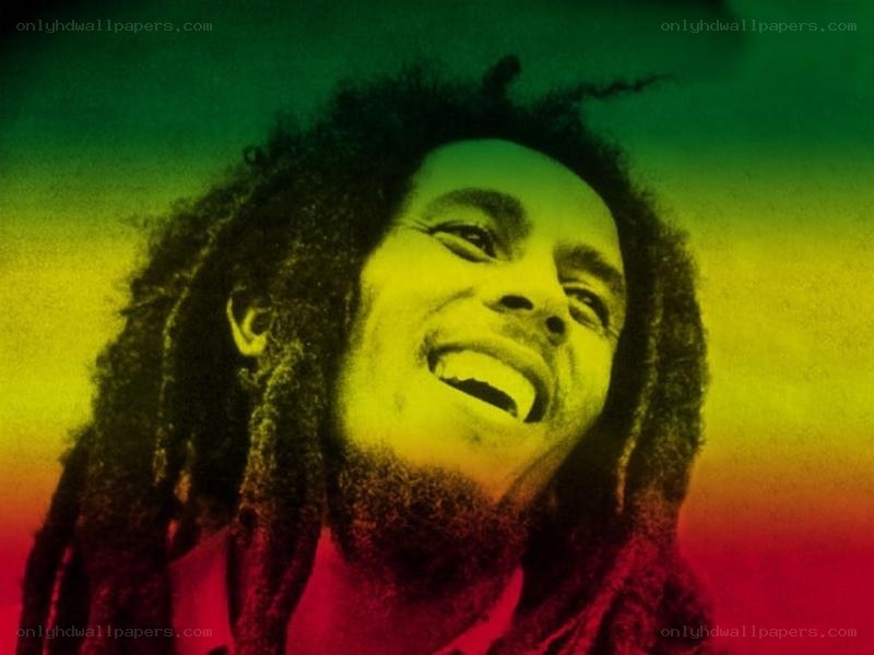 Bob Marley portrait with Rastafari colors