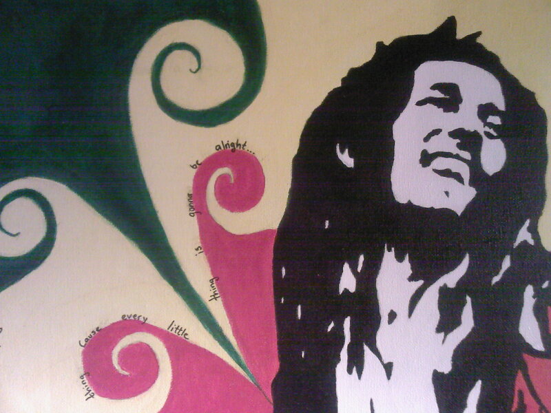 Bob Marley portrait with swirls