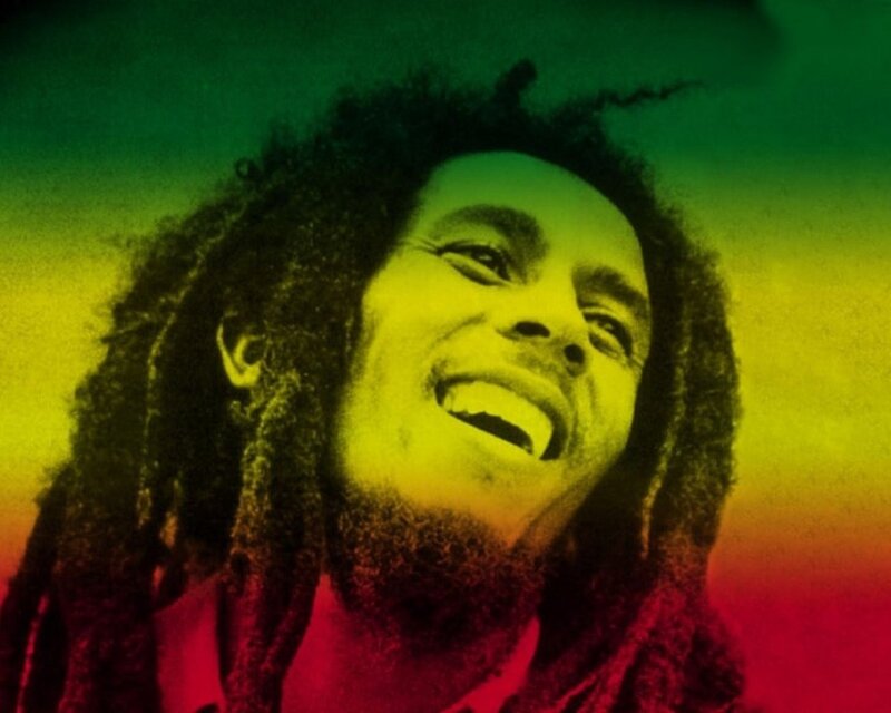 Bob Marley Smiling — Green, Joyful, Photograph