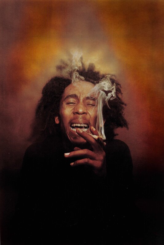Bob Marley smoking a joint