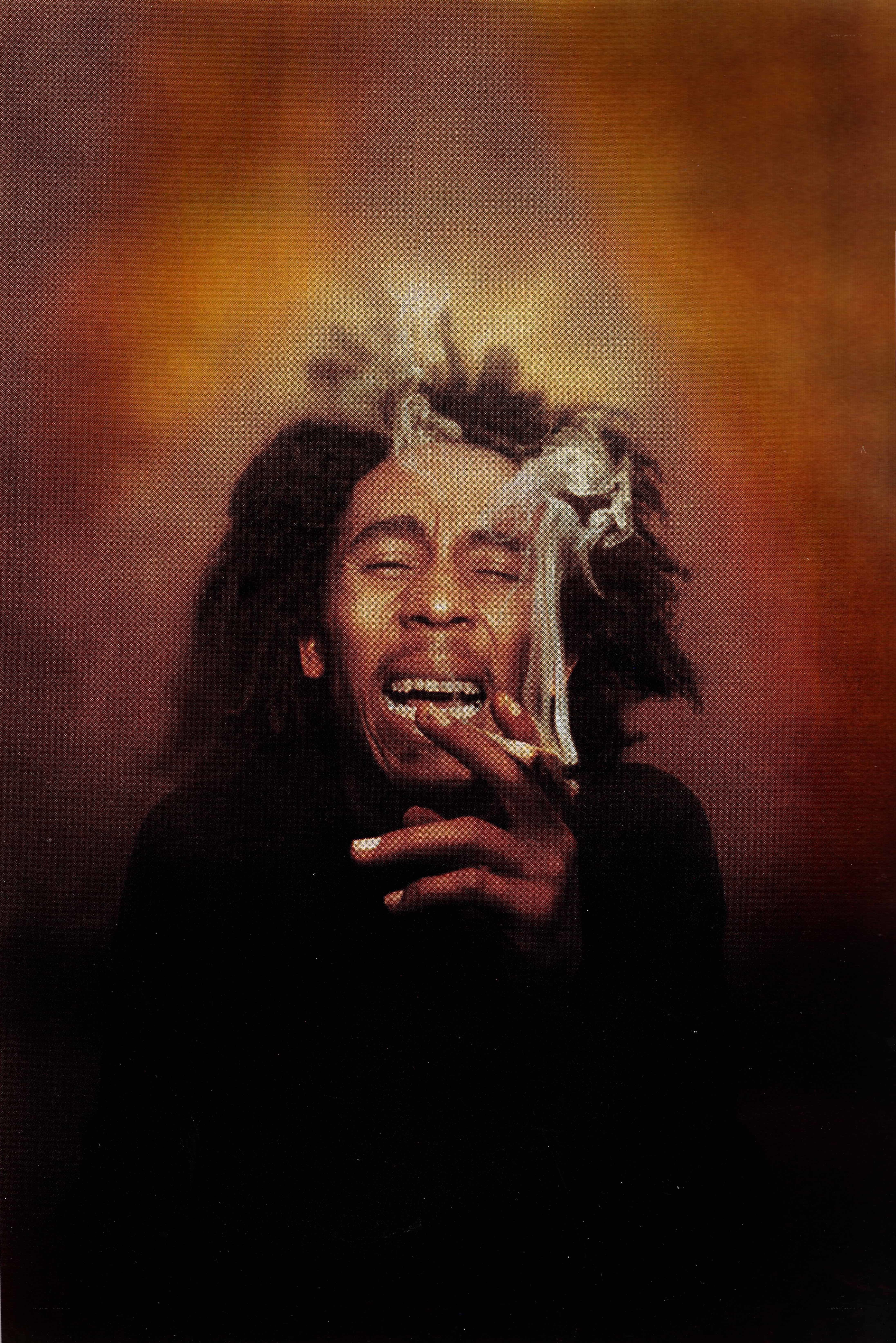 Bob Marley smoking a joint