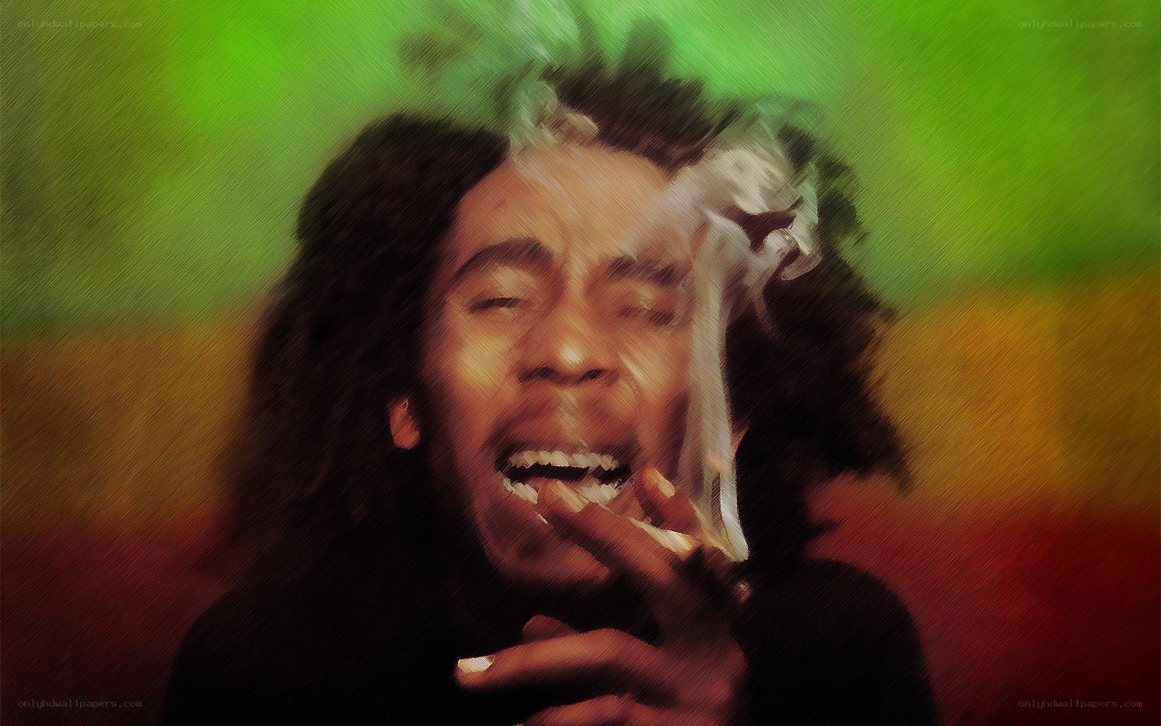Bob Marley smoking a joint