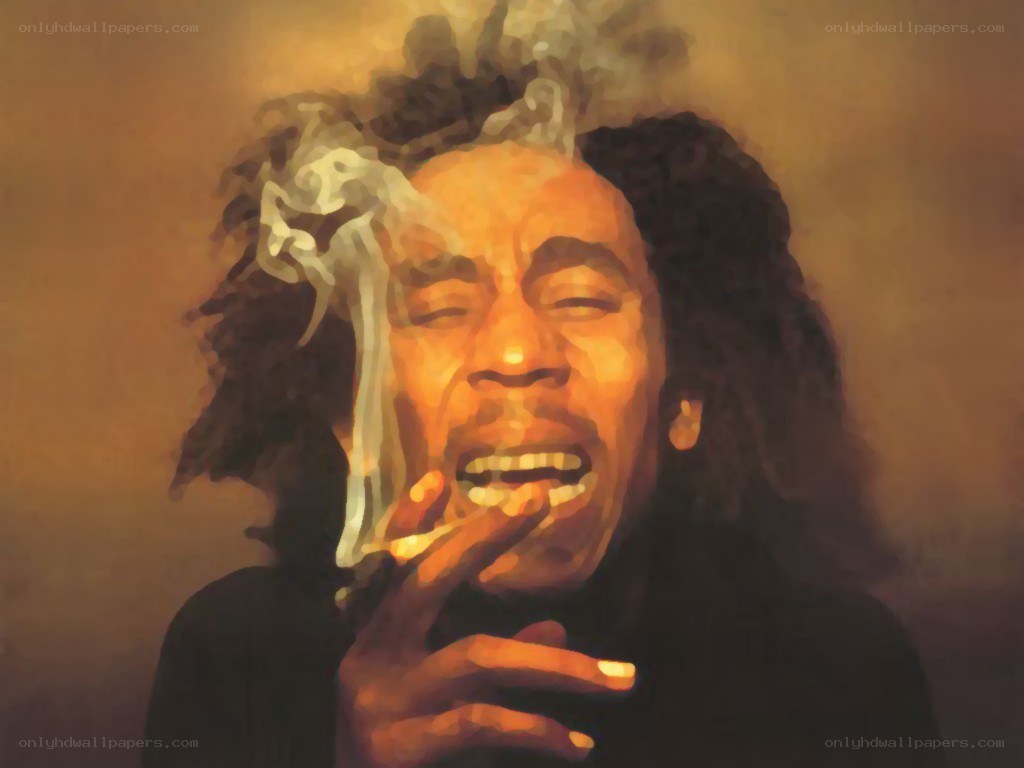 Bob Marley smoking a joint