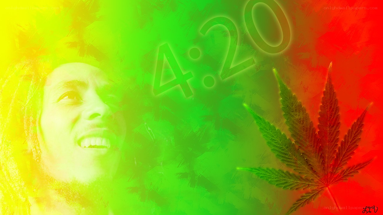 Bob Marley with cannabis leaf
