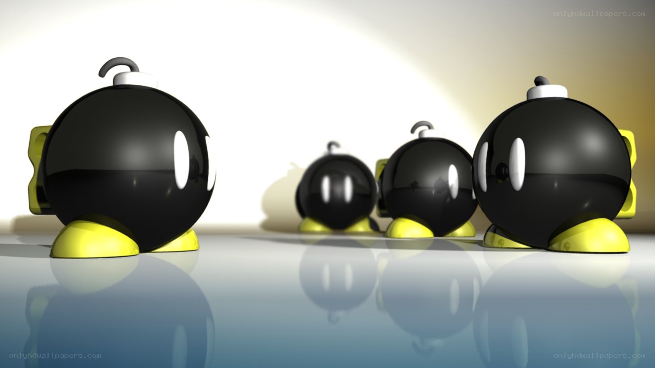 Bob-omb characters in a line