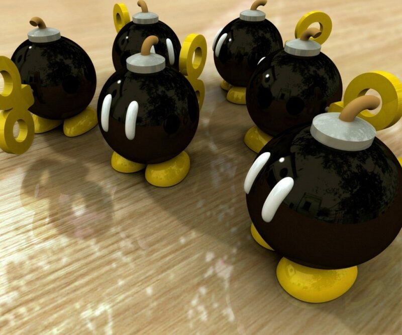 Bob-omb Characters on Floor — Black