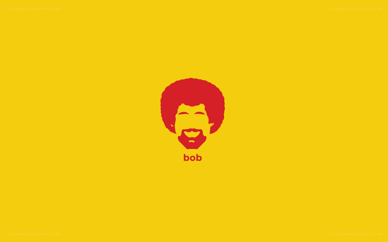 Bob Ross logo on yellow