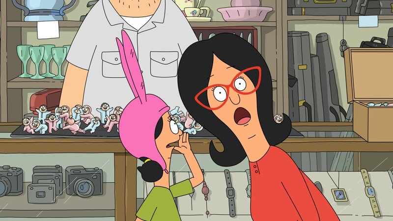 Bob's Burgers characters in a store