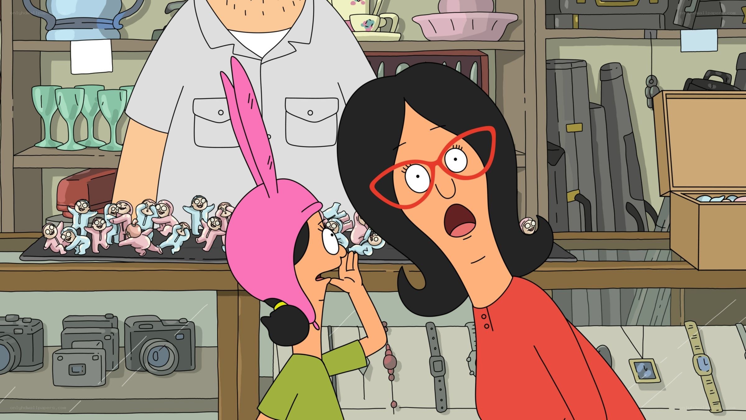 Bob's Burgers characters in a store