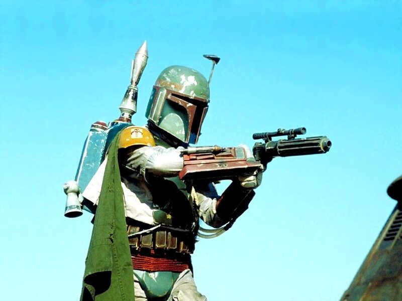 Boba Fett aiming blaster