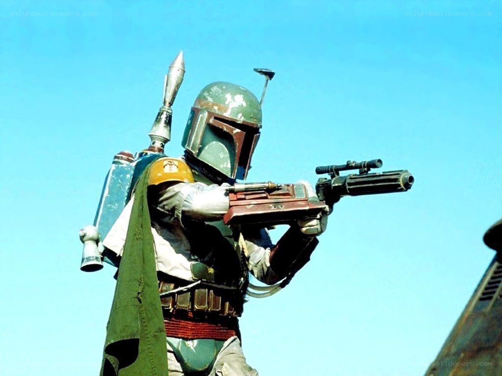 Boba Fett aiming blaster