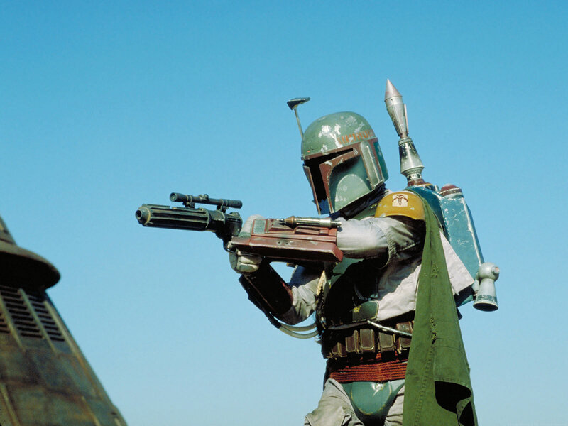 Boba Fett aiming blaster