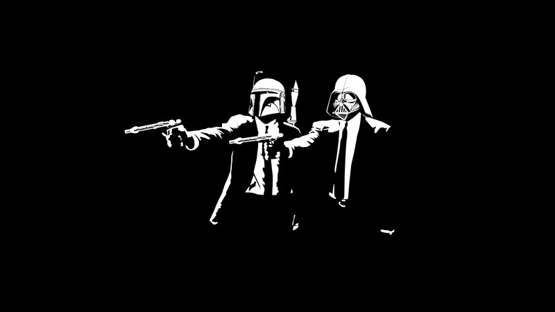 Boba Fett and Darth Vader — Black, Dramatic, Illustration, Guns