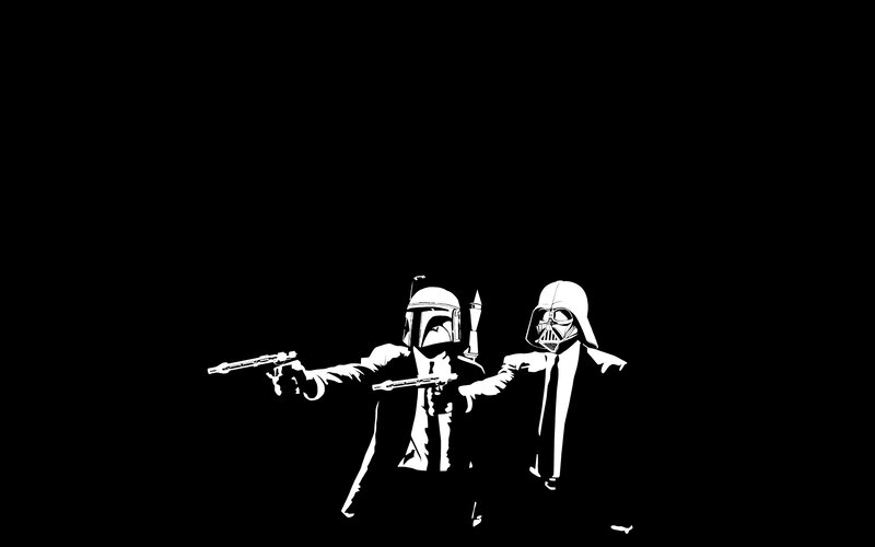 Boba Fett and Darth Vader — Black, Dramatic, Illustration, Suits