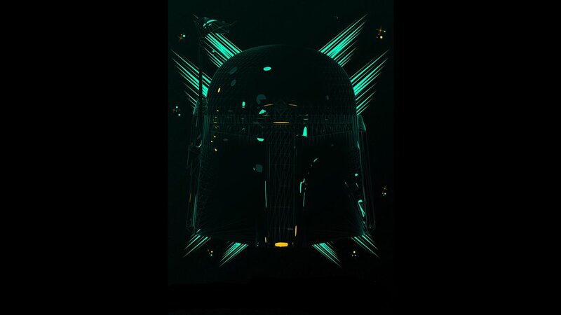 Boba Fett Helmet — Black, Dramatic, Night