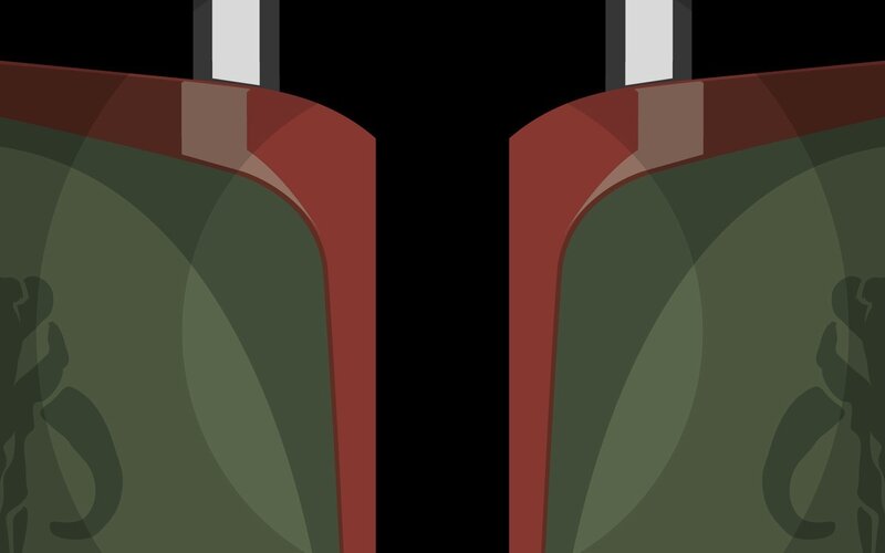 Boba Fett Helmet — Green, Dramatic, Digital Art
