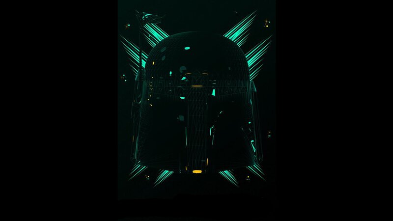 Boba Fett helmet in neon style