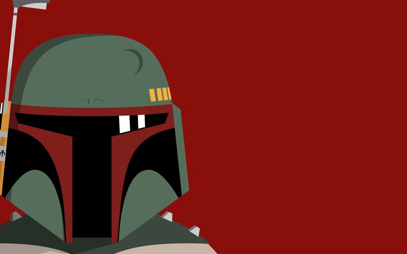 Boba Fett Helmet — Red, Dramatic, Vector Art