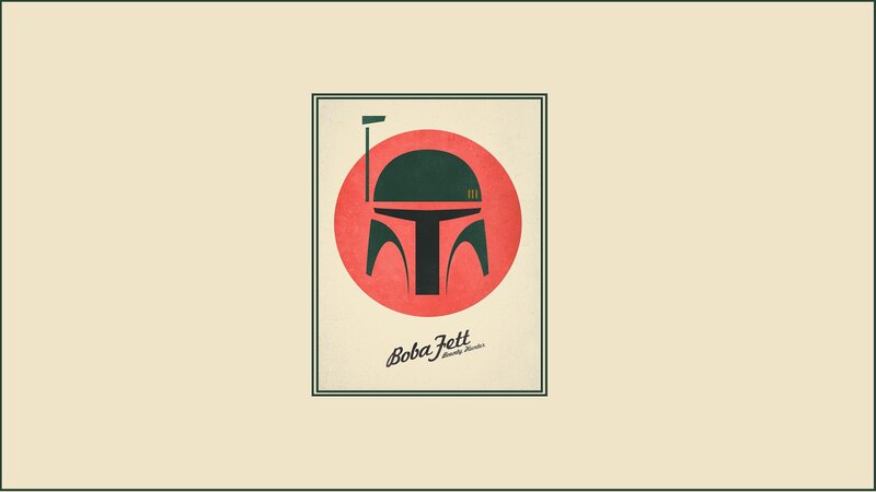 Boba Fett Helmet — Red, Minimalist