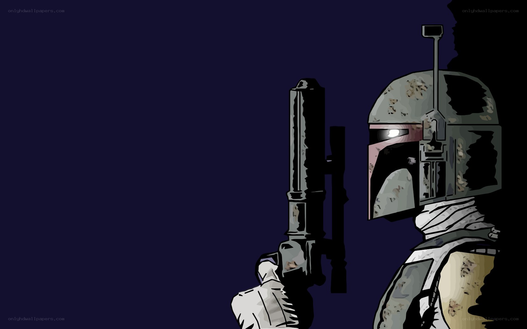 Boba Fett holding a blaster