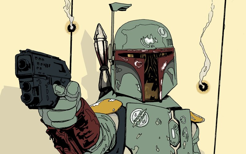 Boba Fett Holding Blaster — Green