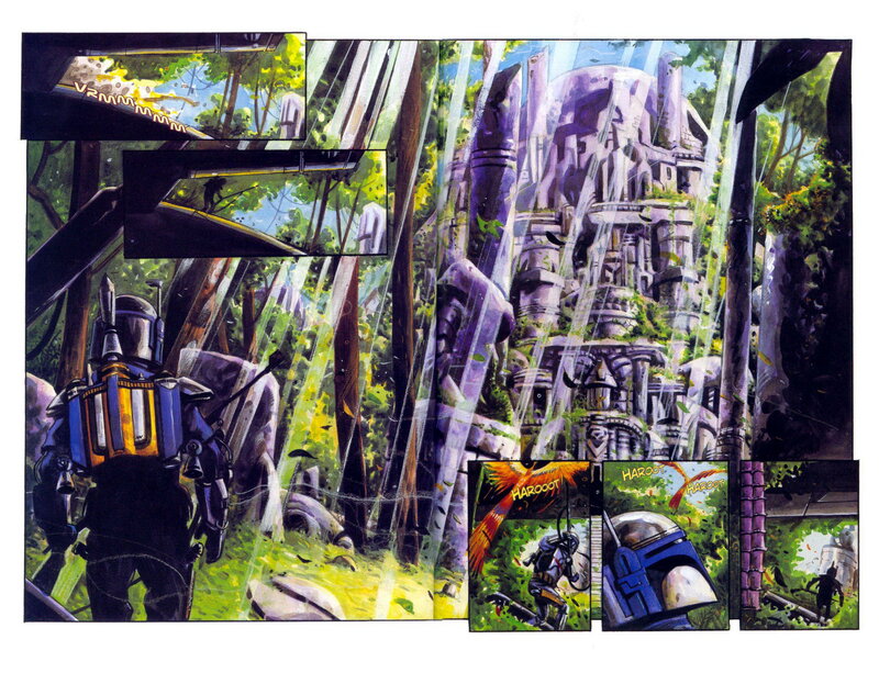 Boba Fett in a jungle temple