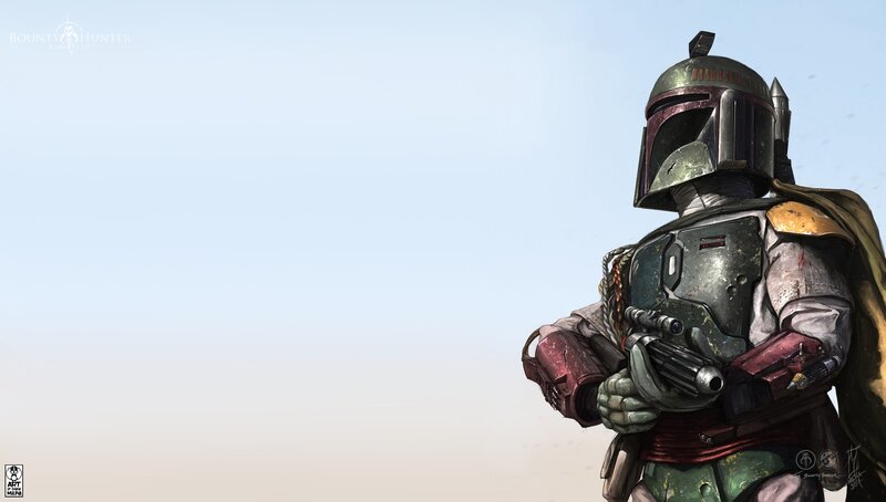 Boba Fett in Armor — Green, Dramatic, Digital Art, Blaster, Cape