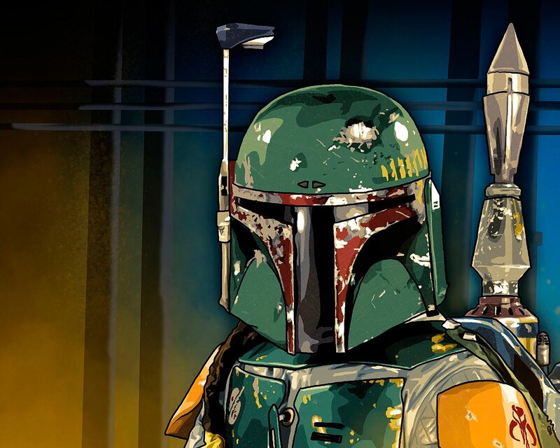 Boba Fett in Armor — Green, Dramatic, Digital Art, Helmet