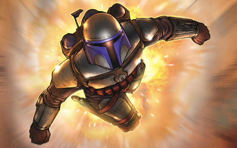 Boba Fett in Armor — Yellow, Dramatic, Comic