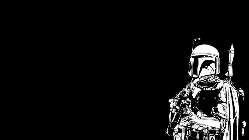 Boba Fett in black and white