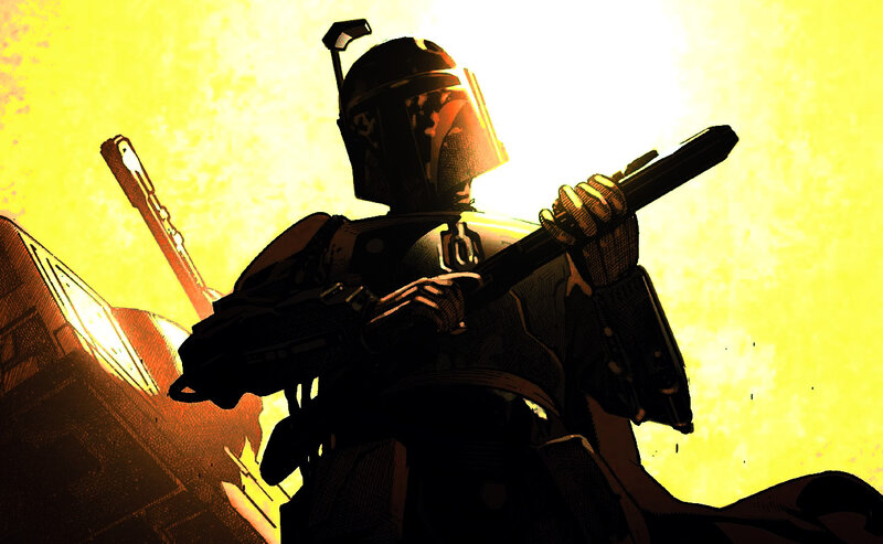 Boba Fett in silhouette