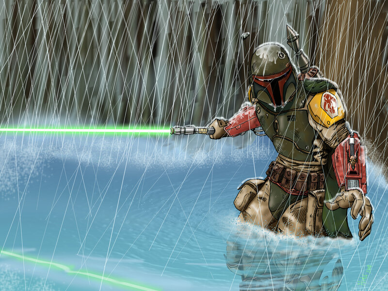 Boba Fett in the rain